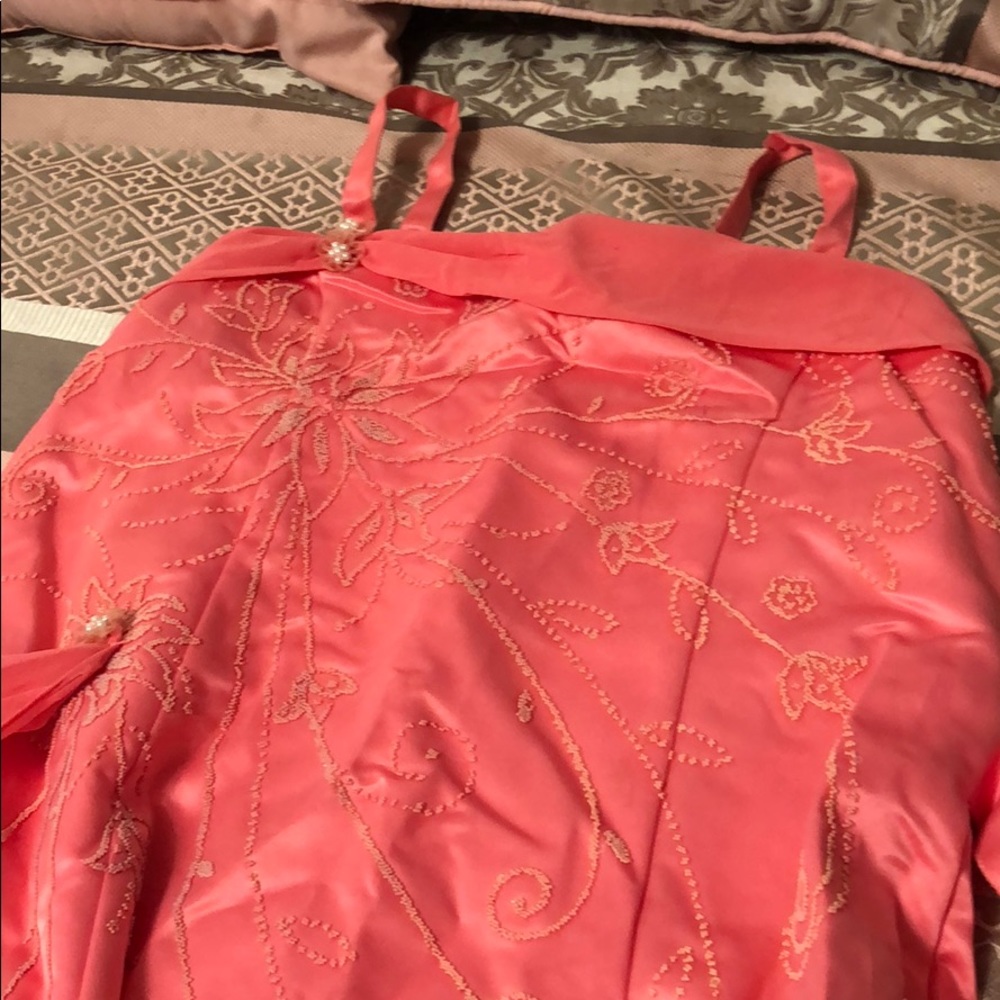 Coral long casual dress.